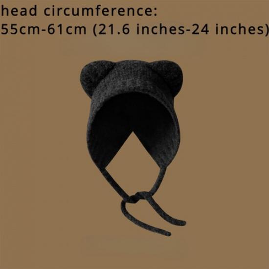 Lady Cute Knitted Beanie Cap Hat Ear Flap Thermal Thicken Skiing Winter Warm Hat чёрный