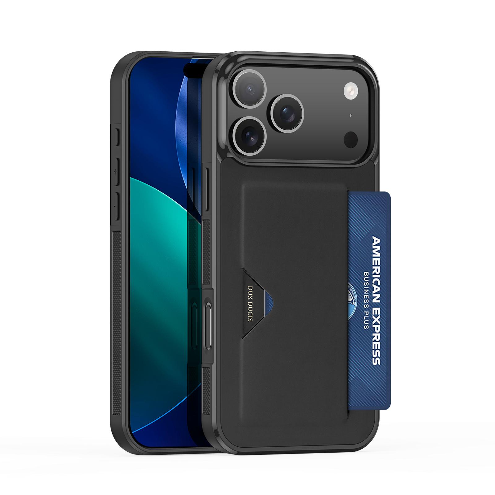 

For iPhone 17 Pro Case DUX DUCIS Pocard Series Card Holder Leather + PC + TPU Phone Cover A