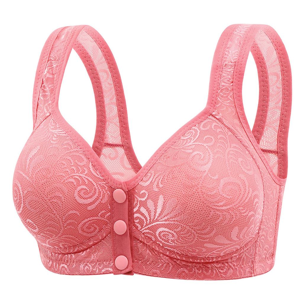 Modă Femei Inel Fără Sârmă Cataramă Față Deschidere Tip Vestă Dantelă Sexy Sutien Lenjerie Confortabilă