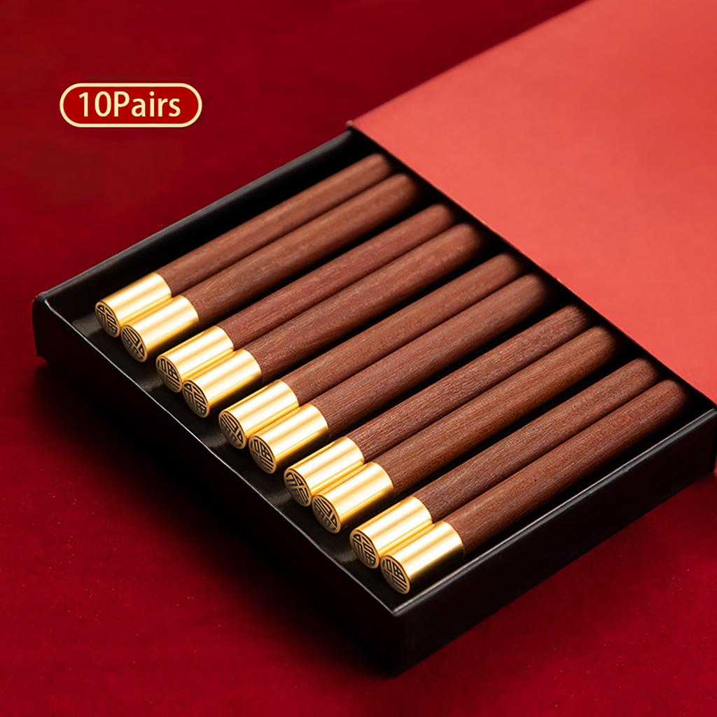 5/6/8/10 Pairs Red Sandalwood Chopsticks Set Restaurant Wooden Chopsticks Dinnerware Set Household Solid Wood Dining Chopsticks