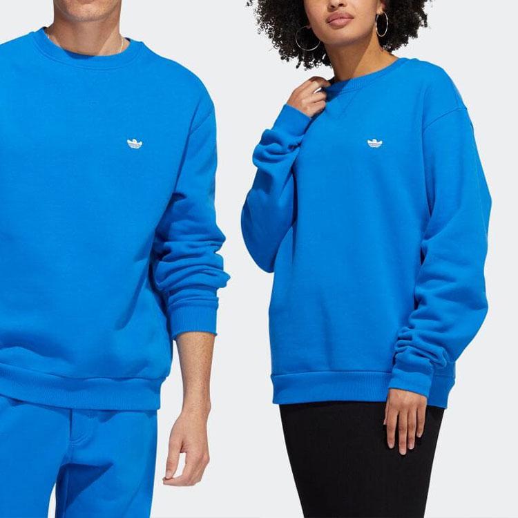 Adidas Originals Trefoil Solid Logo Embroidered Crew Neck Sweatshirt Unisex Sweatshirt Blue HK9869
