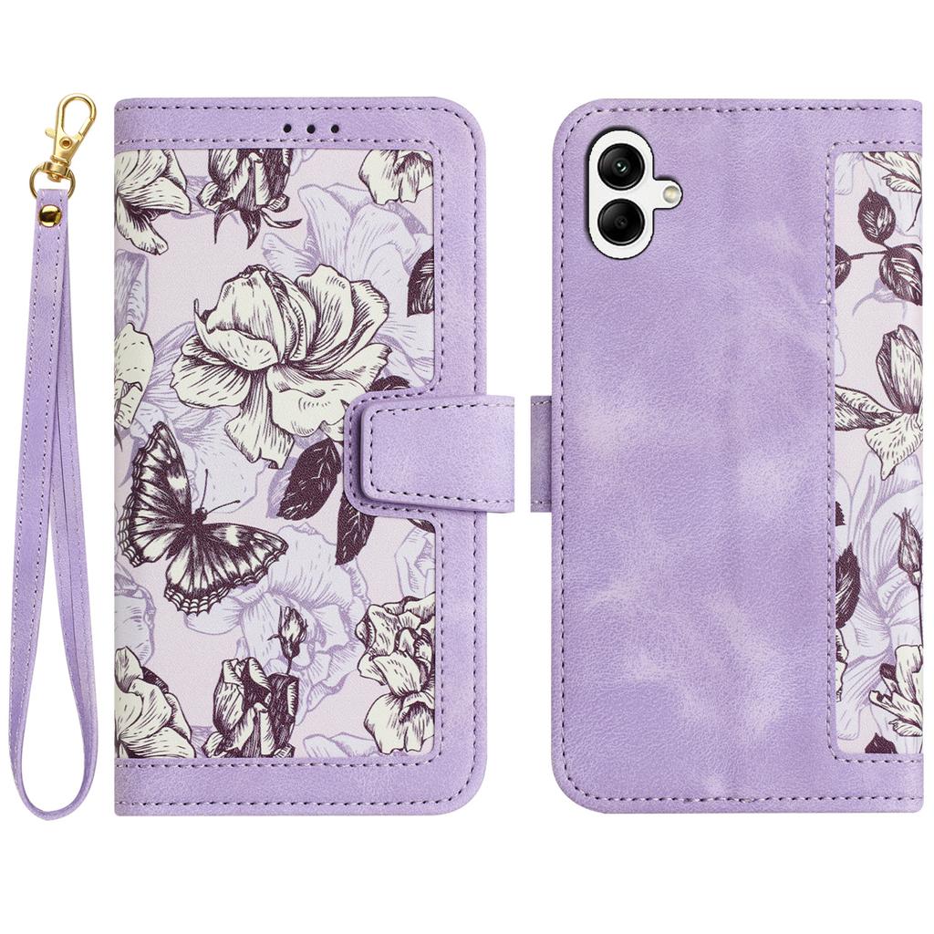 For Samsung Galaxy A06 4G Case PU Leather Floral Phone Cover with Card Slots