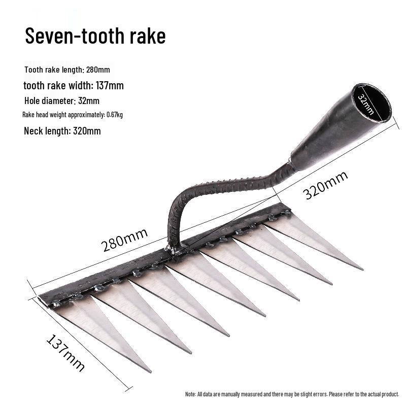 Six-Tooth Steel Weeding Hoe & Root Rake for Soil Loosening and Farming