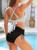 European American High-Waisted Two-Piece Bikini Set: Women's Sexy Drawstring Swimwear