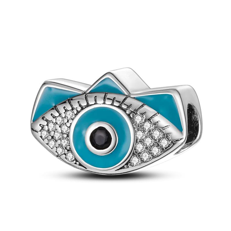 925 Silver Color Evil Eye Charm Demon Eye Bead For Original Bracelet&Bangle DIY Making Fashion Jewelry Gift