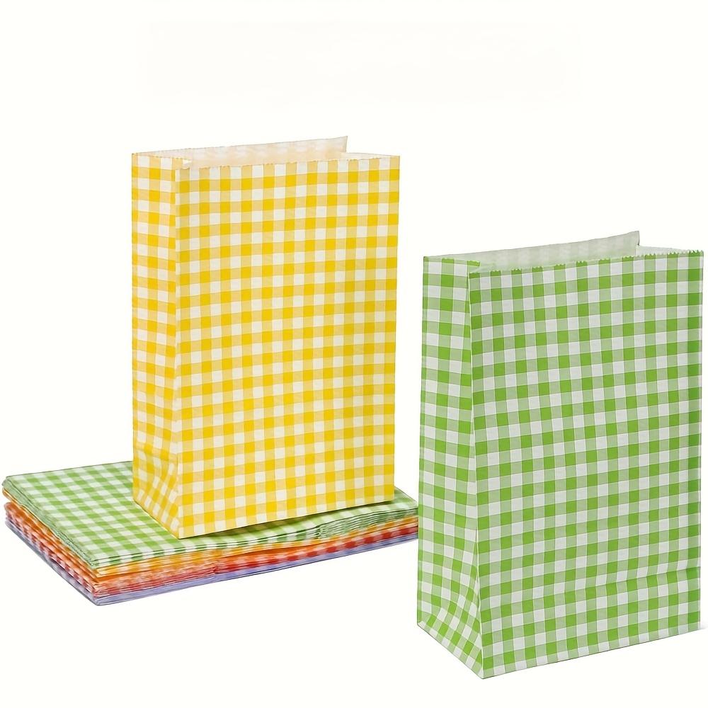 50/100pcs Multicolor Checkered Party Favor Paper Bags - Small Gift & Goodie Bags for Birthdays, Weddings, and Events