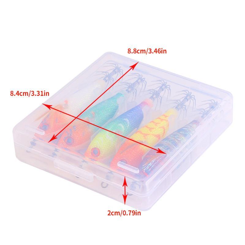1/5/10Pcs Horizontal Squid Jigs Luminous Cuttlefish Lure Plated Jigging Baits Sea Fishing Artificial Shrimp Hook