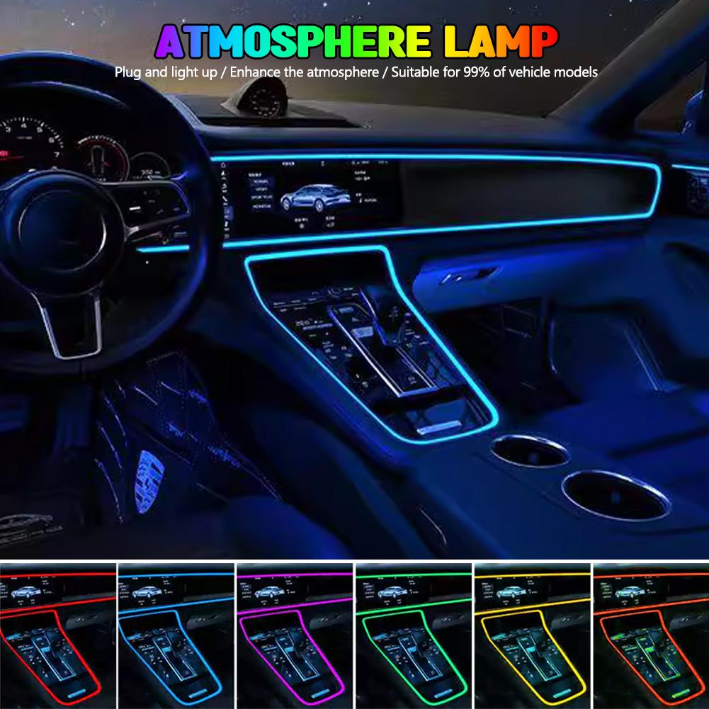 3M USB Car LED Ambient Lights Strip EL Wire Neon Ambient Lighting USB Flexible Decoration DIY Auto Party Atmosphere Lamps