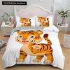 Cartoon Tiger Duvet Cover King Queen Animal Forest Theme Bedding Set for Kids Boys Girls Jungle Wildlife Polyester Quilt Cover