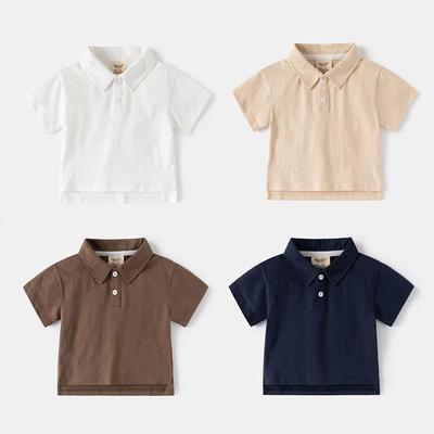 Vêtements d'été pour enfants Polo pour enfants T-shirt à manches courtes Haut Coton Irrégulier Garçon Col V Vêtements Bébé Garçon