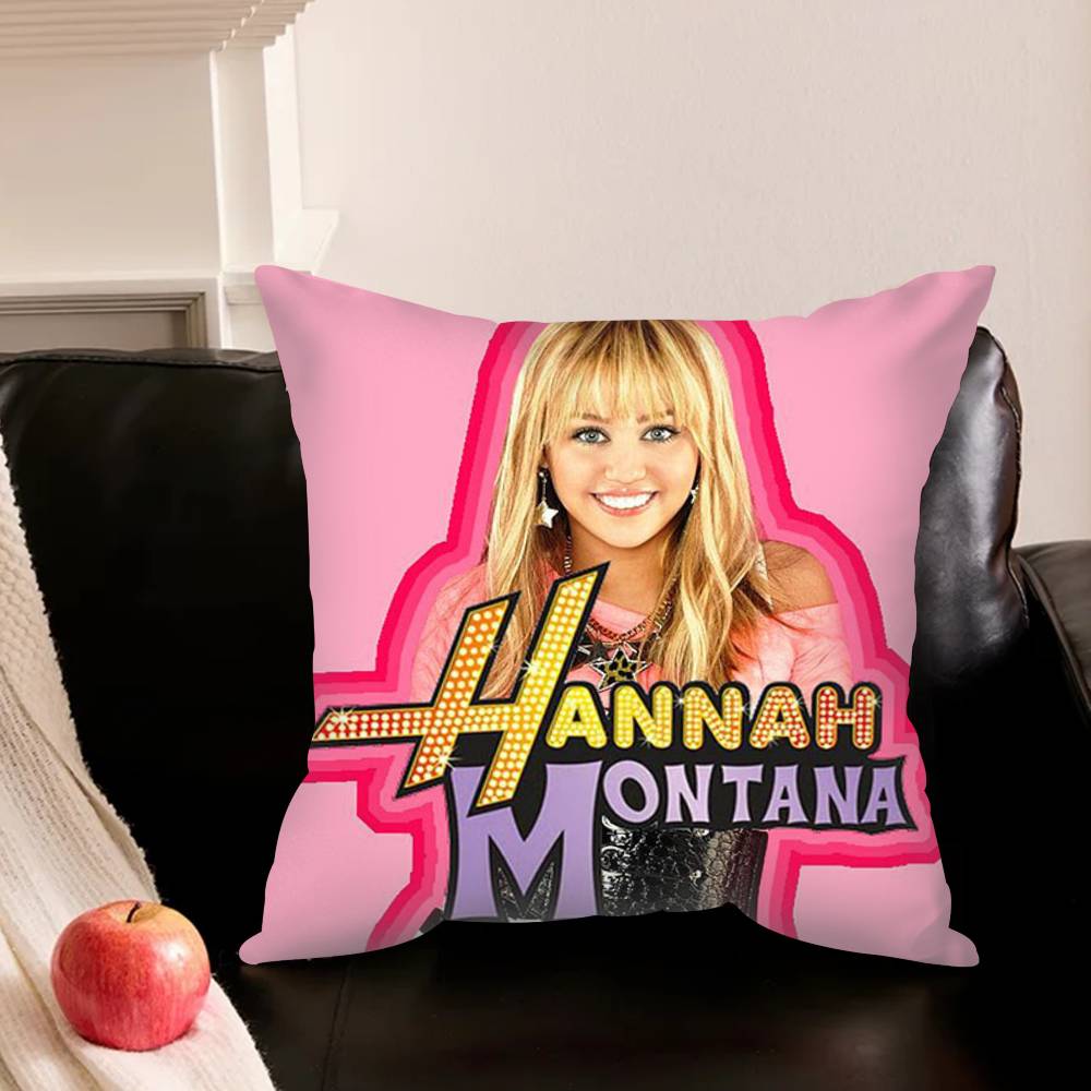 H-Hannah M-Montana Pillowcase Living Room Sofa Cushion Cover Bedroom Room Bed Pillow Cover Home Decoration