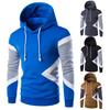 Men Hoodie Contrast Color Drawstring Autumn Winter Loose Patchwork Sweatshirt Male Clothes