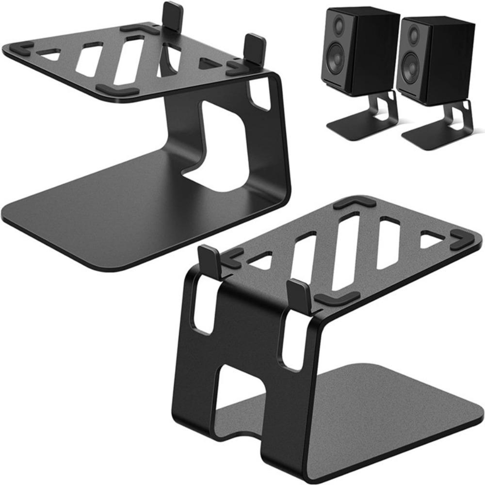 Metal Desk Speaker Stands Black Color Durable Audio Elevation Speaker Stands Vibration Isolation Studio Monitor Stands