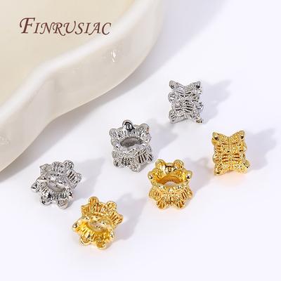 2 Arten 18K Vergoldetes Messing Metall Abstandshalter Perlen Doppelseitige Blumenperlen Kappen Hohe Qualität Armbandperlen DIY Schmuckzubehör