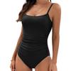 Elegant One Piece Swimsuit Women Adjustable Suspender Pleated Slim Bathing Suit 2025 New Casual Beachwear Lady Bodysuits Bikinis