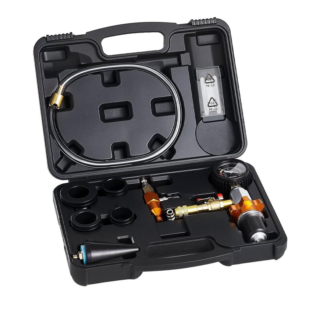 Radiator Vacuum Refill Kit, Automotives Cooling System Vacuum & Purge Fill Tool with Gauge, Portable Radiator Coolant Filling Kit with Toolbox,