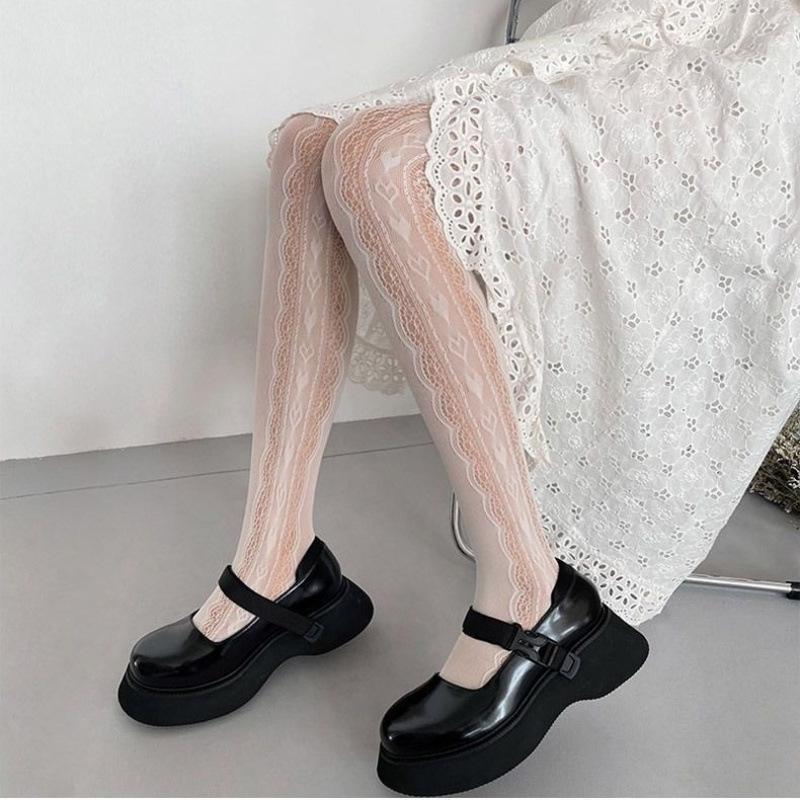 Retro Leopard Print Jacquard Pantyhose - Women's Sexy Slimming Mesh Silk Stockings in Black