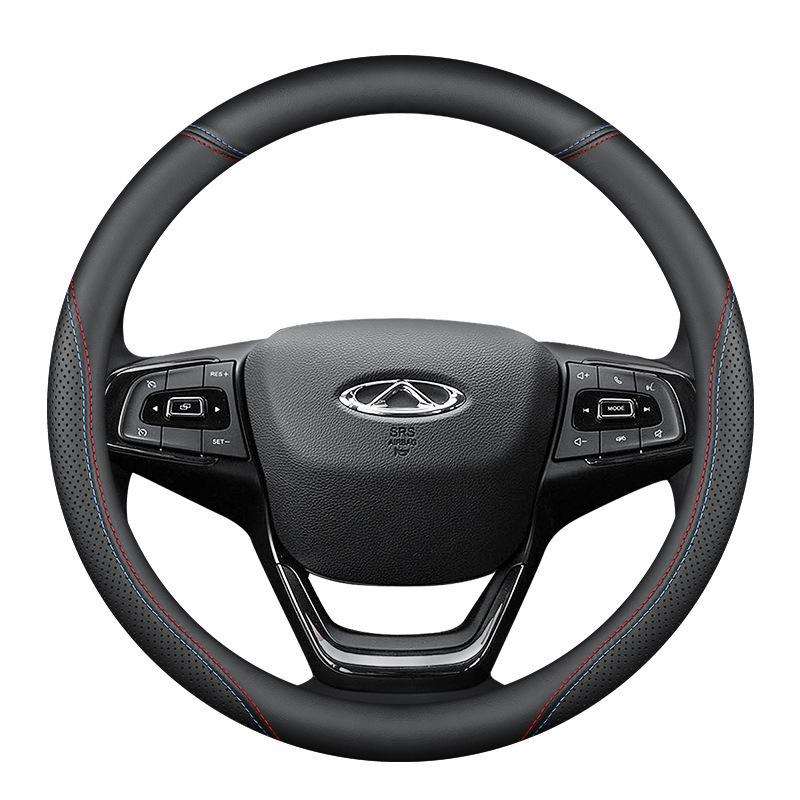 Genuine Leather Steering Wheel Cover for Chery Arrizo 5, GX, 7e, Tiggo 5X, 3X, 7, and 8 Plus
