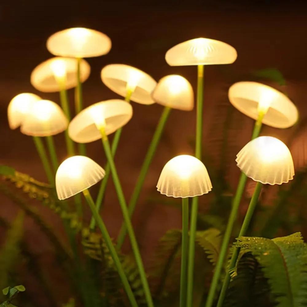 

Solar LED Mushroom Jellyfish Light Warm Light RGB Waterproof Energy-saving Garden Swaying Fairy Light for Outdoor Garden Decor 6head -- Warm white