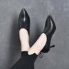 Pointed High-heeled Deep-mouth Single Shoes, Spring New First-layer Cowhide Iron-wrapped Pointed Rear Zipper Women's Shoes