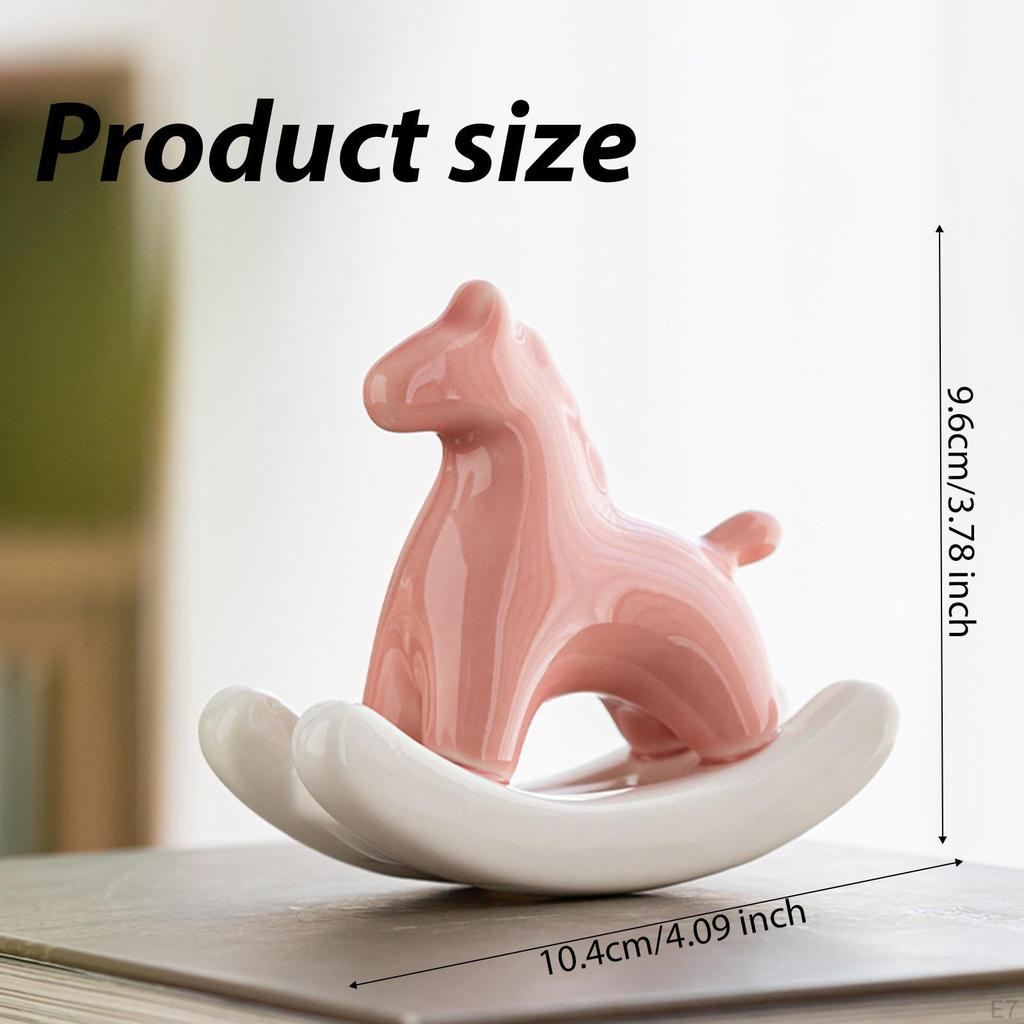 Miniature Horse Figurine Animal Sculpture Ceramic Tea Pet Rocking Statue for Living Room