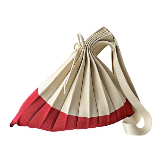 Складная сумка для покупок многоразовая аккордеон продуктовая сумка-тоут сумка через плечо с цветовыми блоками плиссированная для покупок продуктов для повседневных дел бежевый 1100₽