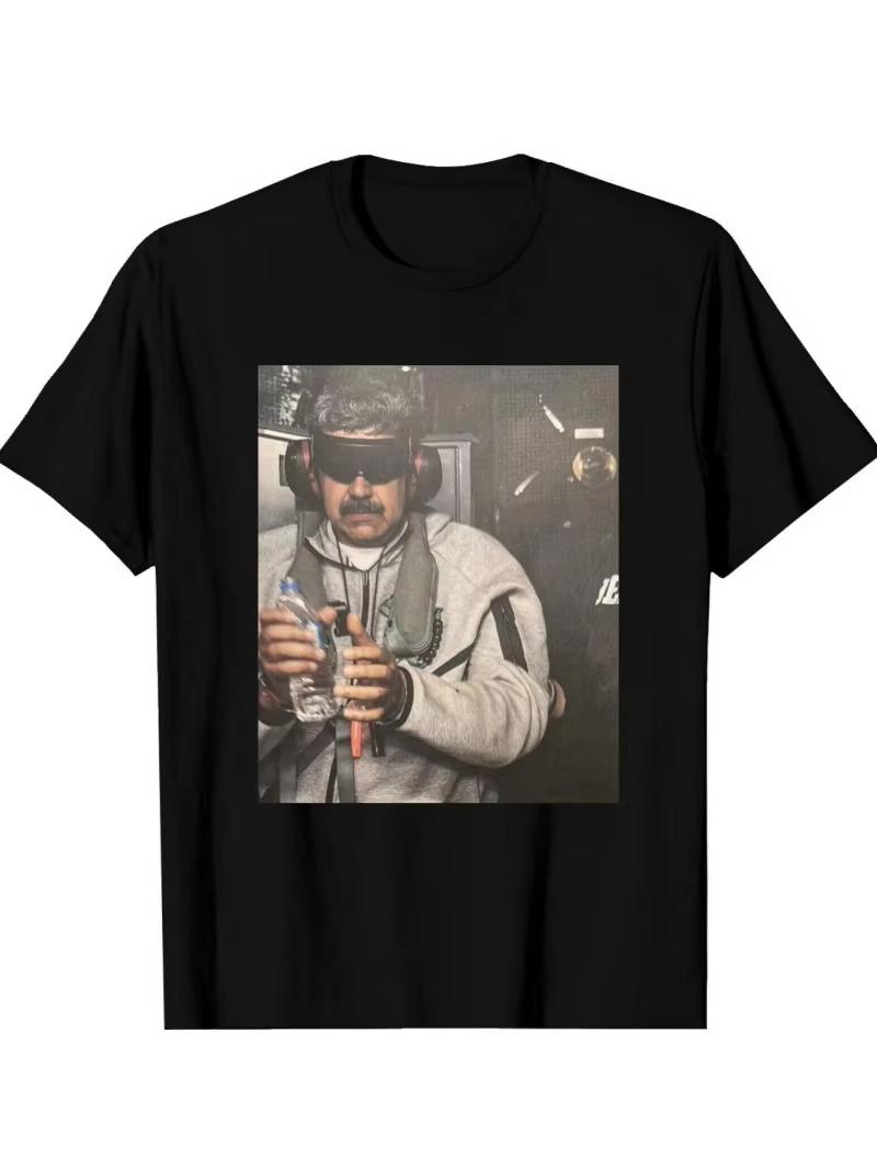 Nicolas Maduro Handcuffed on Warship Graphic Tshirt 2026 Summer Unisexs Tshirt Cotton Tshirt Unisexs Tshirt M
