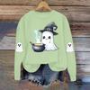 Women's Fashionable Casual Long-sleeved Halloween Printed Round-neck Top