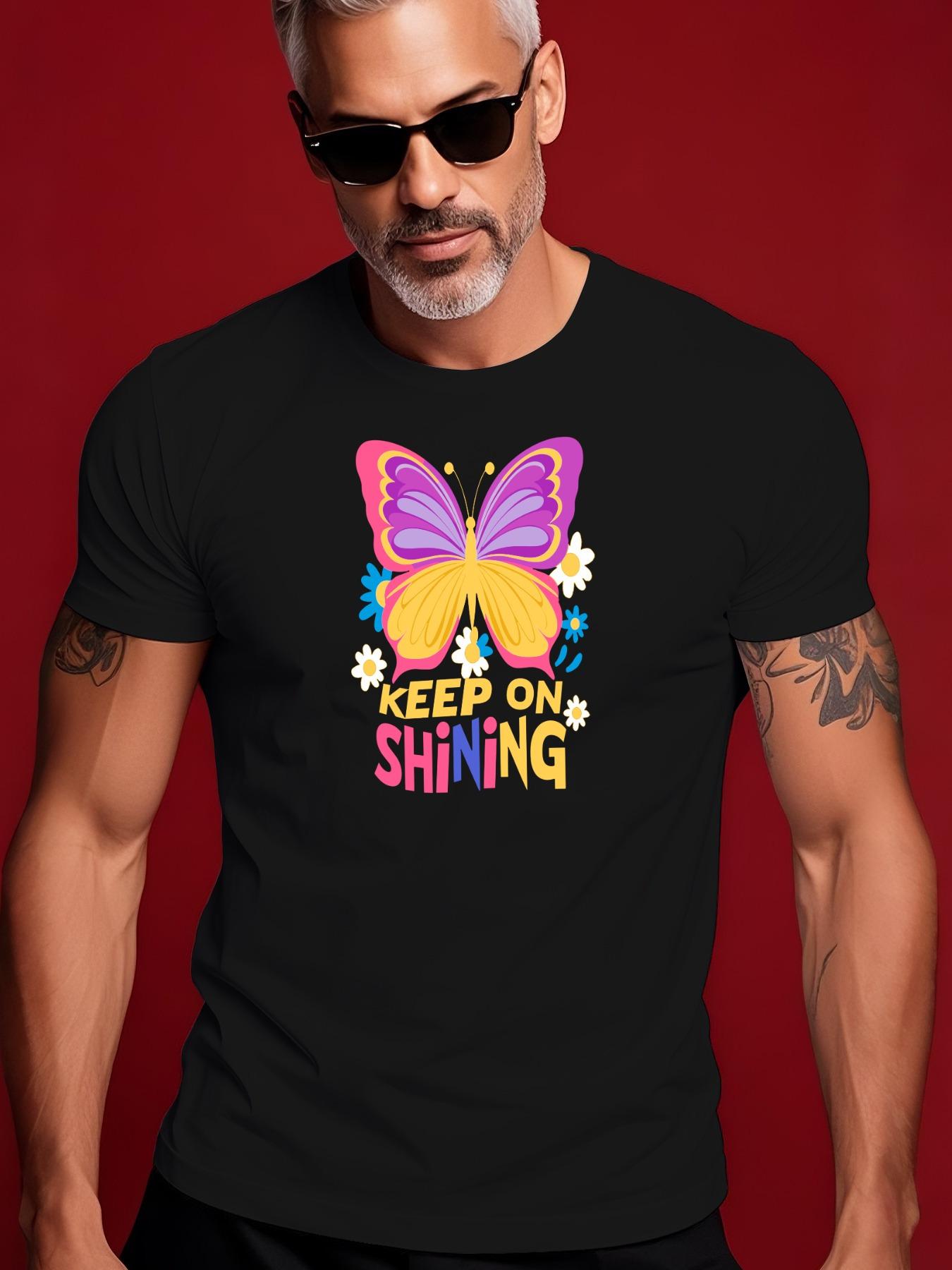 Summer Tshirt with Butterfly Keep on Shining Motif - Cr... XXXL