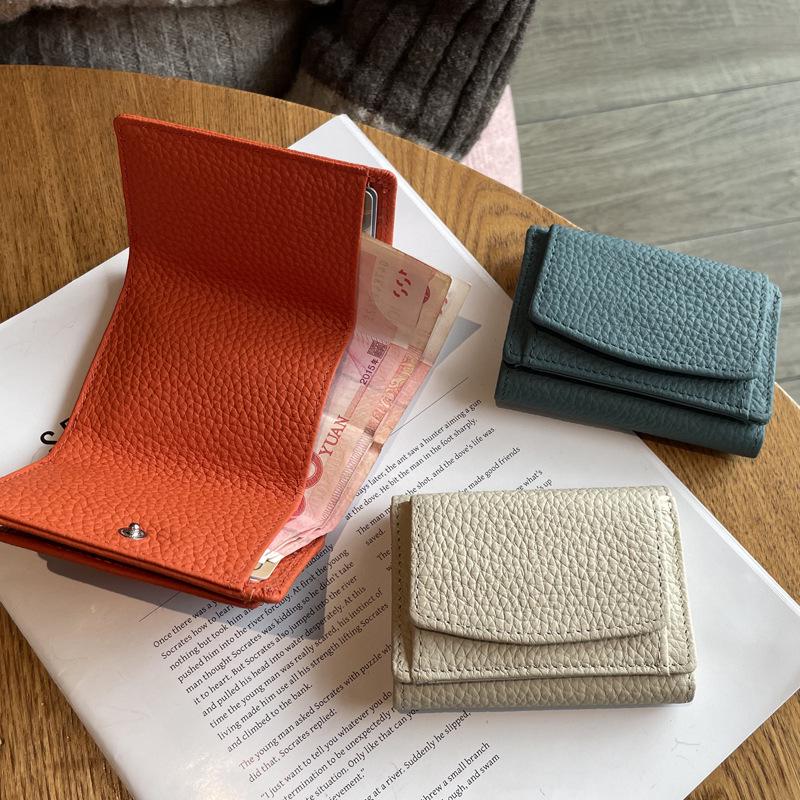 Women's Genuine Leather RFID Wallet & Coin Pouch - Compact Japanese Design