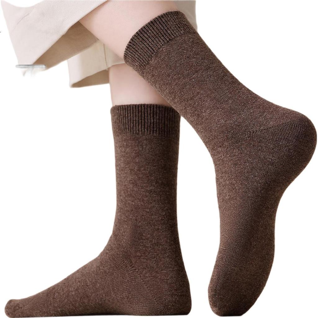 Miiow 92% Wool Women's Mid-Calf Socks Autumn Winter Thickened Fleece Warm Cold-Resistant Maternity Long Socks