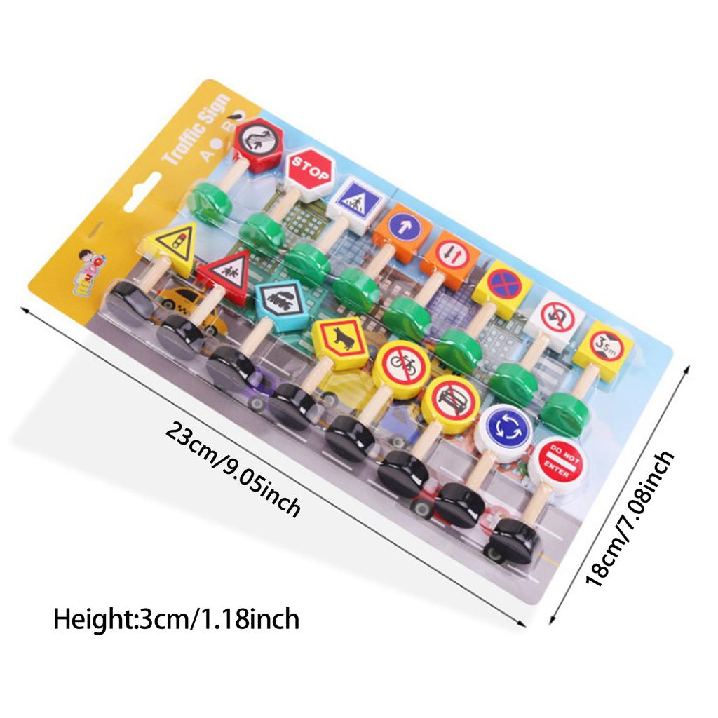 Wooden Children'S City Traffic Road Signs Signboards Safety Awareness Scene Building Blocks Early Education Educational Toys