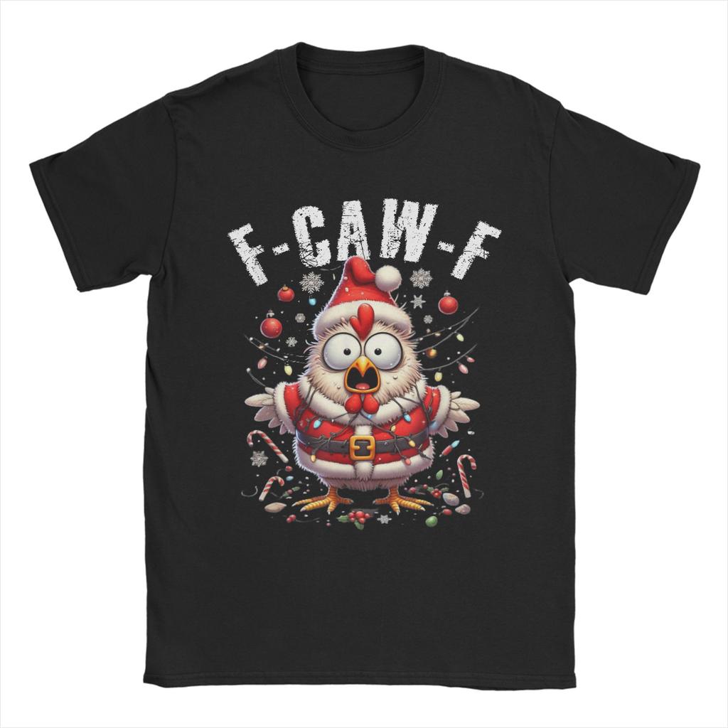F-Caw-F Funny Chicken Christmas Xmas T-Shirt FCawF Rooster Meme Gift Popular T-Shirts Short Sleeve Summer Plus Size Top Tees