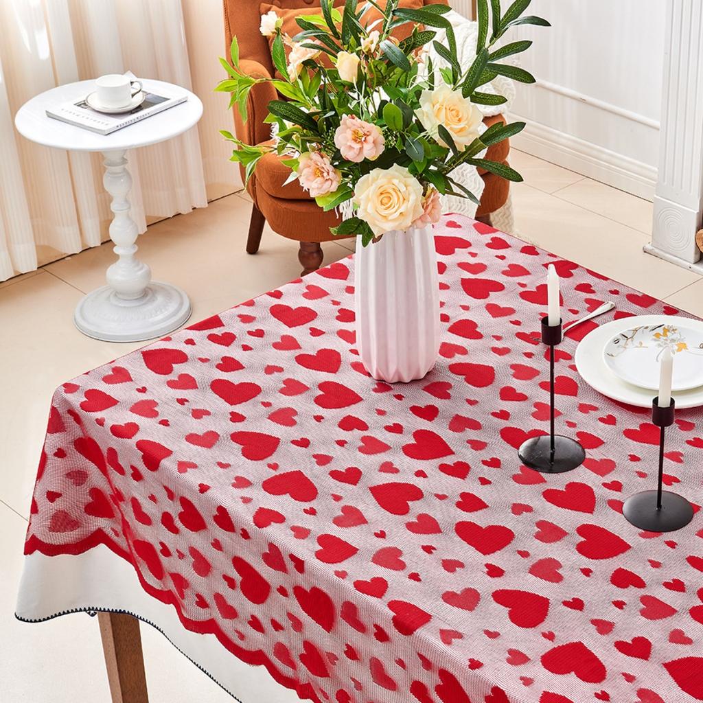 Valentine Tablecloth Table Flag Placemat Set Red Lace European American Style Party Home Decoration Festival Dinner Decorating