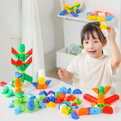 Kindergarten Early Education Rotating Elbow Assembly Pipe Enlightenment Puzzle Assembly Insert Toy Building Blocks Large Particles Multi-functional