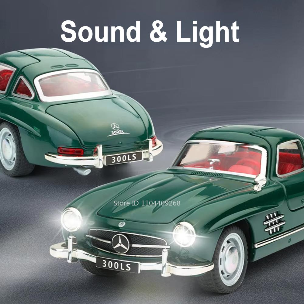 1:32 Scale 300SL GT63 Car Model Toy Doors Opened Sound Light Pull Back Diecast Metal Vehicles Models Collection Kid Gifts