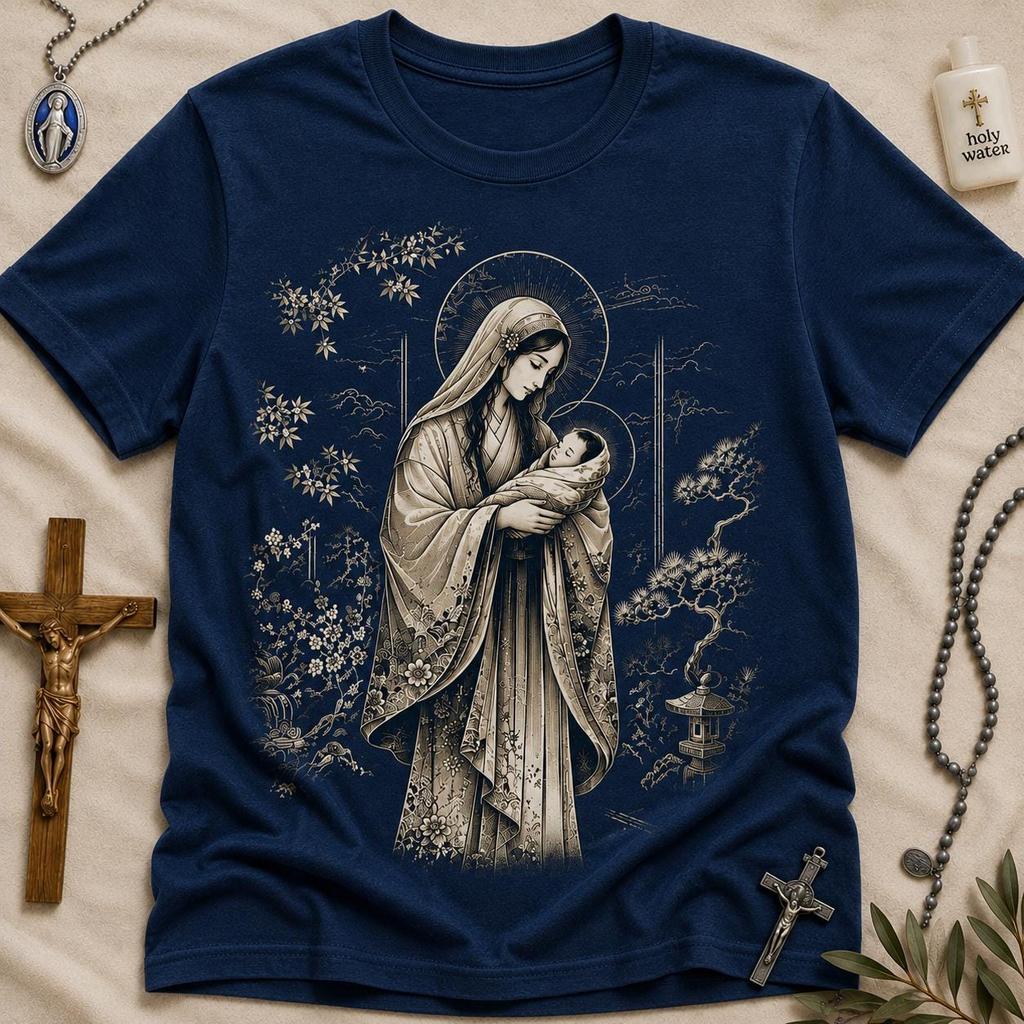 Our Lady Baby Jesus Shirt | Vintage Catholic Graphic Tee, Christian Faith Gift