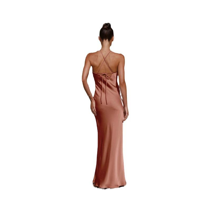 2024 Spring/Summer Sexy Solid Color Sleeveless Backless Slim Dress for Women