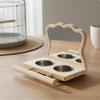 Bird Feeding Station with Mirror Wood Parrot Perch Food Bowls Easy To Install Wooden