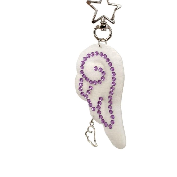 Unique Charm Themed Key Chain Backpack Ornament Artistic Wing Shape Phone Chain Elegant Decoration фиолетовый