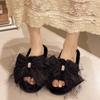 Fashion 2025 Autumn Winter Women Fashion Indoor Plush Bow Slippers Females New Lovely Bowknot Women Home Cute Warm Fluffy Light Shoes