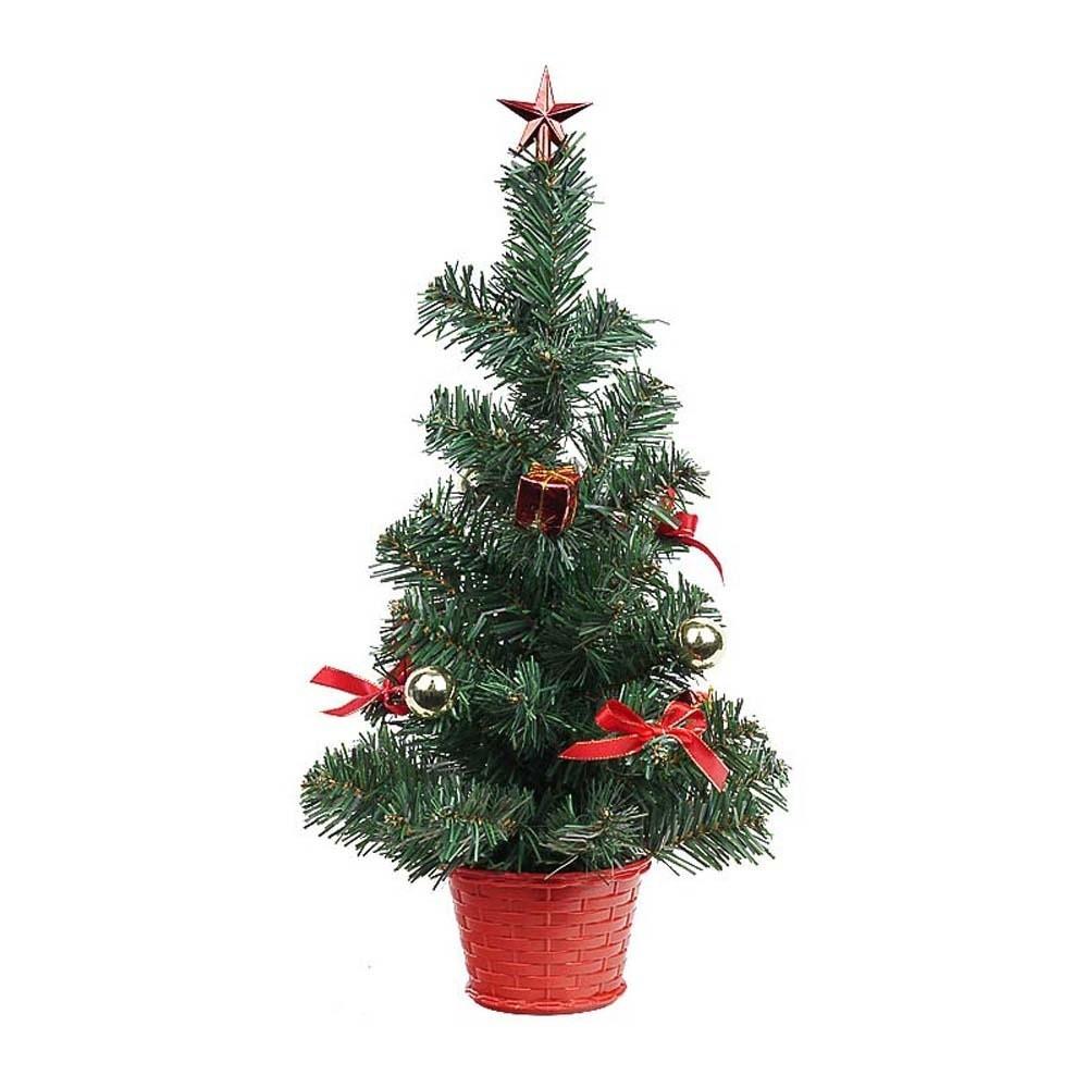 Three Sizes Mini Christmas Tree Pine Needles Golden Silver Red Desktop Xmas Ornament Pre Decorated Lightweight PVC
