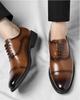 British Men's Formal Business Leather Shoes Lace-Up Breathable Plus Size Oxford Wedding Shoes Comfortable Slip-On Party Footwear