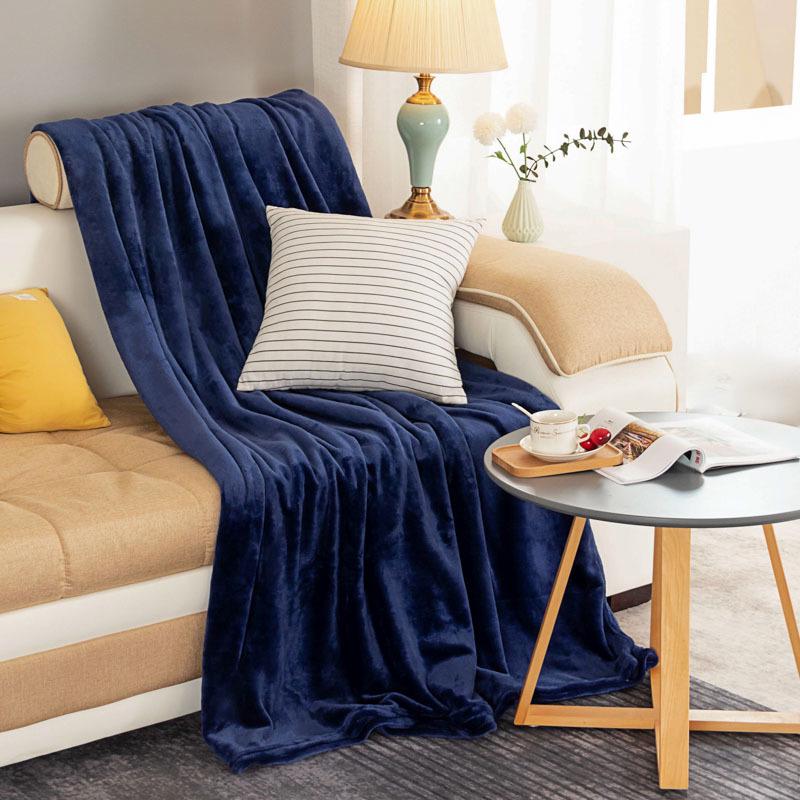 Solid Color Thickened Flannel Coral Velvet Blanket - Dual-sided for Bed or Office Nap
