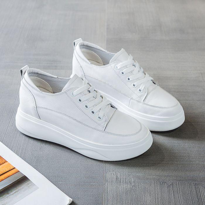 

Кожаные маленькие белые туфли на скрытой платформе для увеличения роста, женские, весна-осень, новые, универсальные, одинарные туфли, маленький размер, спортивная и повседневная обувь 33 белый