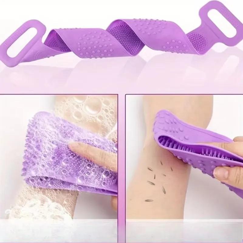 Body Silicone Brush Scrub Body Exfoliating Sponge Brush Bathroom Shower Back Brush Bath Scrub Clean Tool Stain Removal Bath Belt