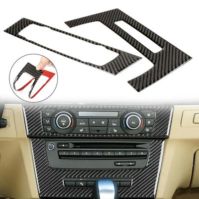 Para Bmw E90 E92 E93 Fibra de Carbono Decoración Interior de Coche Consola Central CD Panel AC Pegatina Adorno Cubierta Accesorios Para El Coche