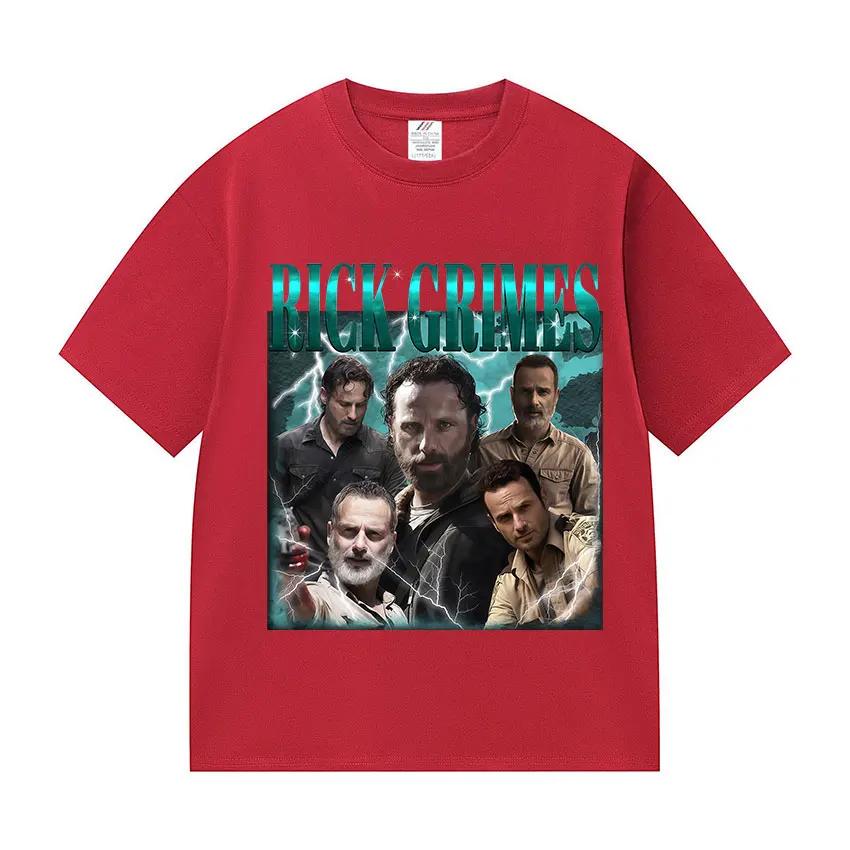 

Limited Tv Series RICK GRIMES Graphic T Shirts Men s Vintage Fashion Cotton Short Sleeve T-shirt Classic Gothic Clothing Tshirt 4XL
