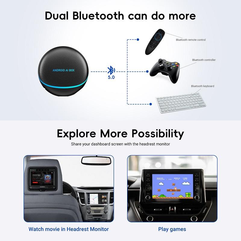 CarPlay TV AI Multimedia Box, 8GB+128GB, Portable Wireless Android Car Adapter with HDMI Output