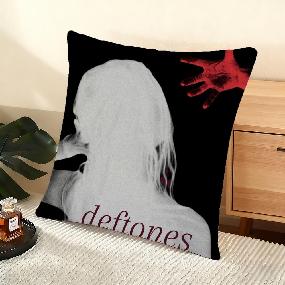 Cushion Cover Silky Short Plush Home Sofa Cushion Cover - Invisible Zipper Home Decoration Cool D-Deftones Band